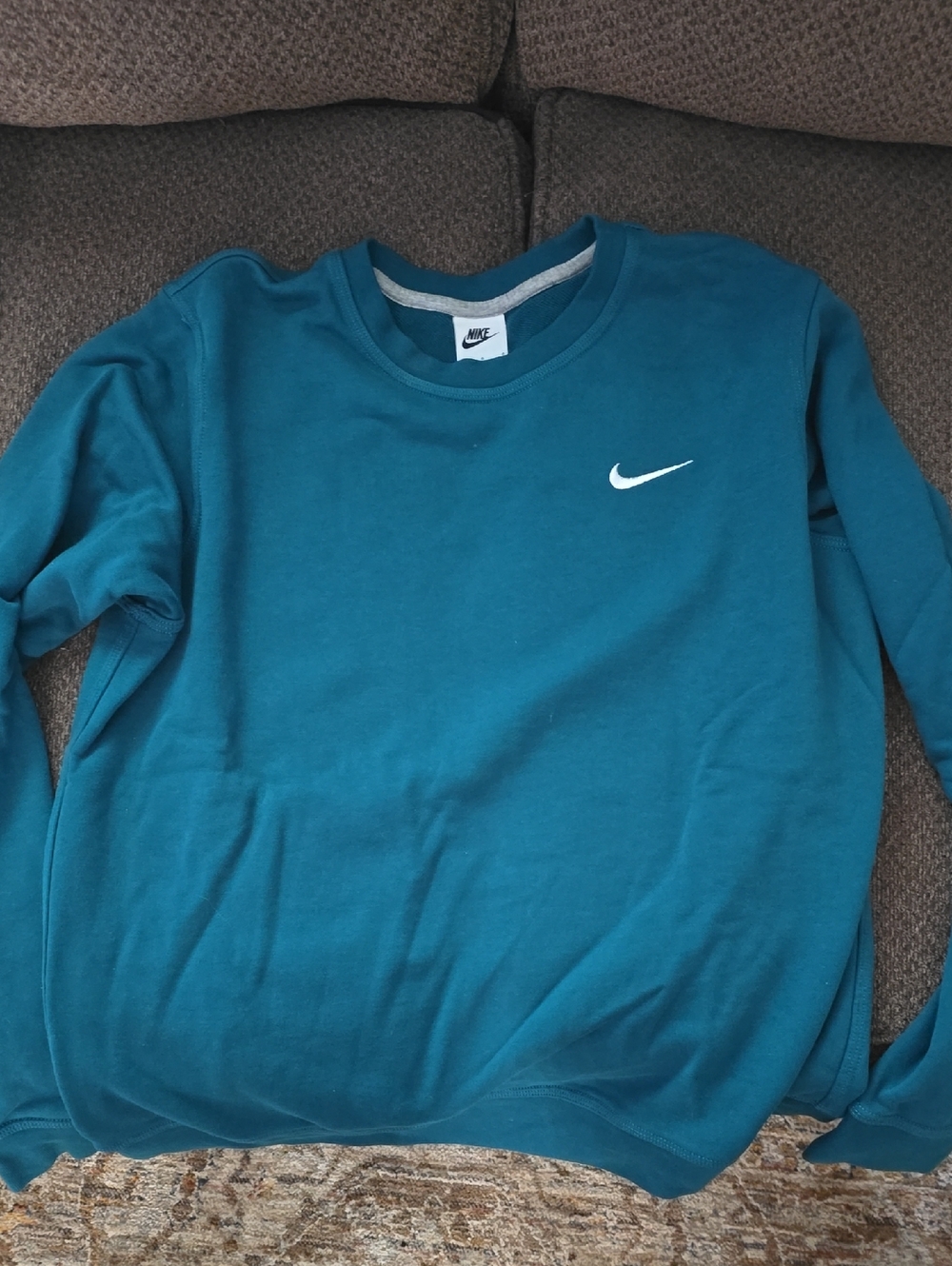 Nike Teal Blue Crewneck Sweatshirt with White Swoosh